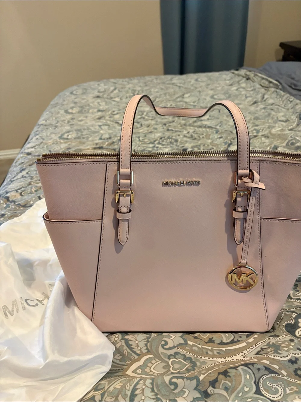 Michael Kors Light Pink Charlotte Leather Tote with Matching Wallet
